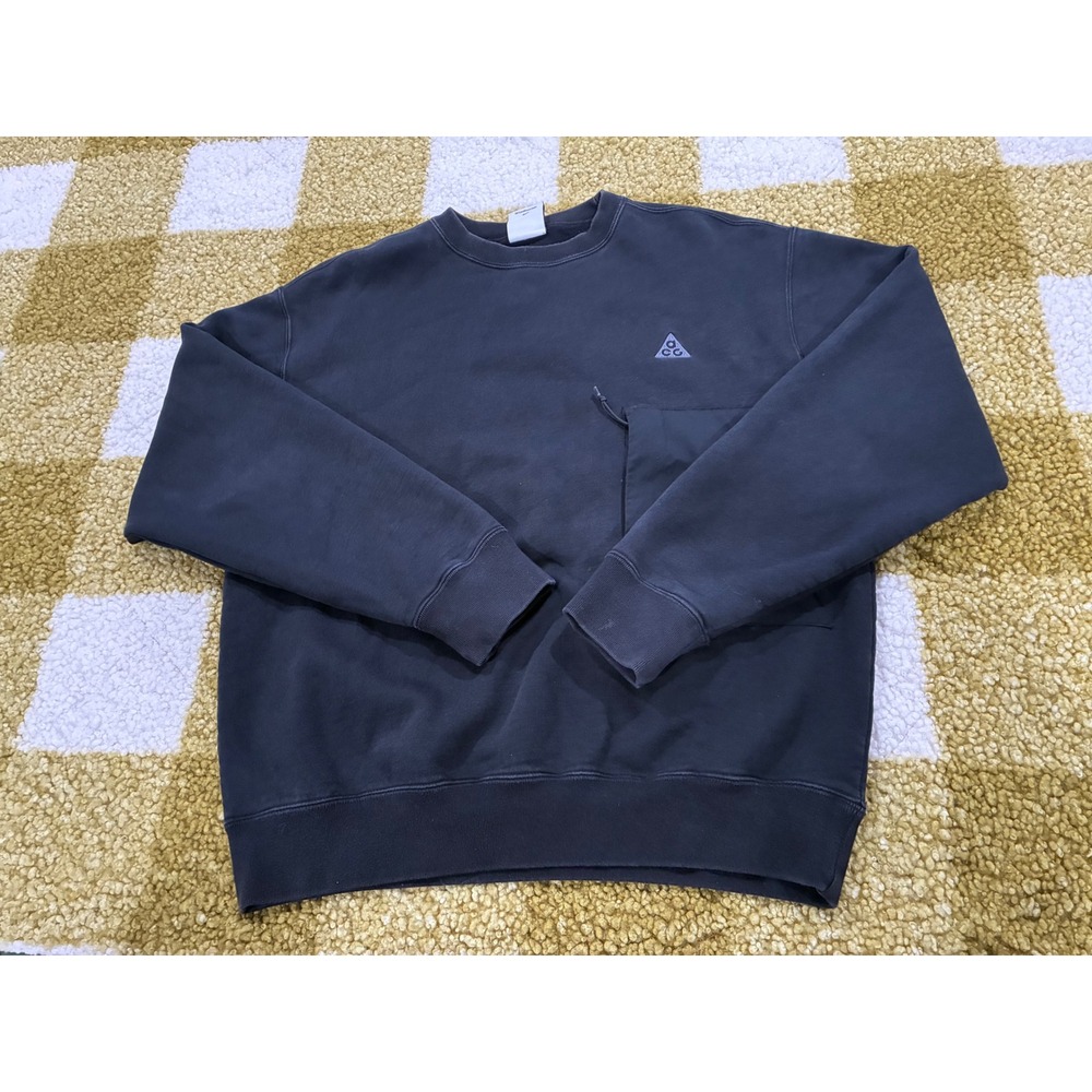 Nike ACG Crewneck Sweatshirt Black CV0681-010 Nylon Pocket Mens Small